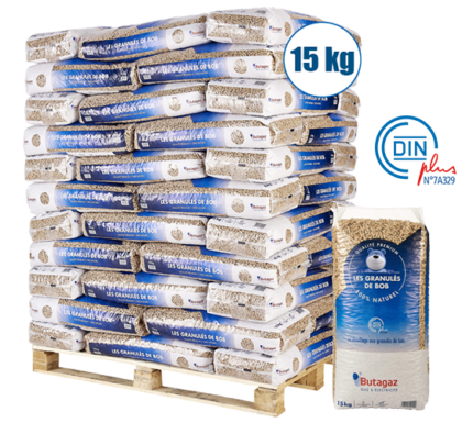 Holzpellets Butagaz, Palette mit 66 Säcken à 15 kg